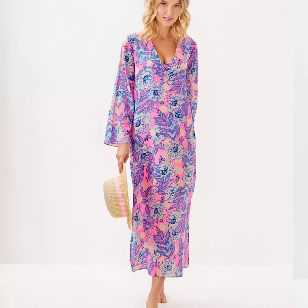 Lilly Pulitzer NWT Perry Coverup Floral Pink and Blue - size XS